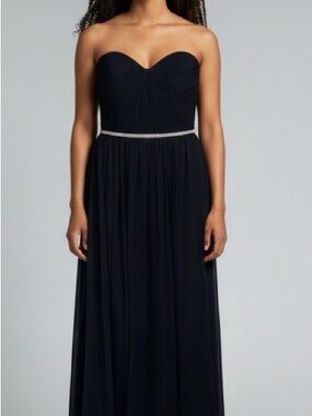 Jenny Peckham blue formal long dress. Flowey chiffon rhinestone bodice